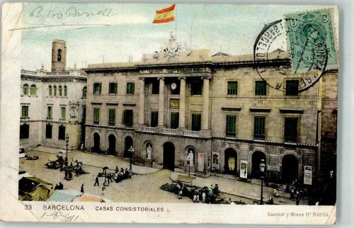 Barcelona 1911 Marktszene Rathaus