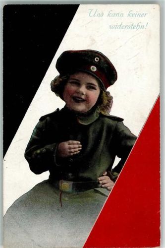 1916 Mädchen in Feldgrauer Uniform Schwarz-Weiß-Rot Uns kann keiner wiederstehn! Patriotik WK I Feldpost 105. Inf. Div.
