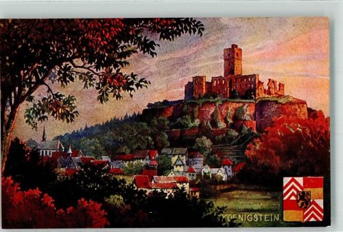 Königstein Burg Kuningstein Wappen Löwe Kirche Baum