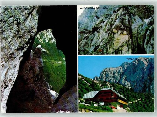 Mojstrana Ticarjev Dom na Vrsicu Ajdovska deklica v Prisanku Prisankovo okno Haus Auto Hüttenstempel