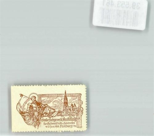 Freiburg Briefmarke Große Fach Gewerbe Ausstellung Gastwirtschaft Hotelwesen 4.-13. Juni 1910