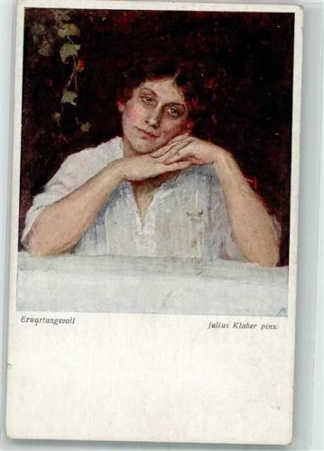 Wien sign. Klaber, Julius Erwartungsvoll Wartende Frau B.K.W.I. Nr. 1958