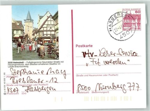 Helmstedt Fußgängerzone Neumärker Straße Hausmannsturm Stadttor Glücks Coupon Marienkäfer