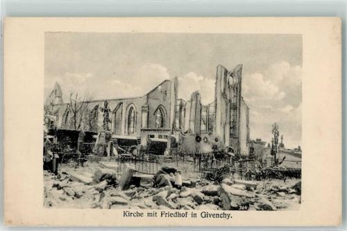 Givenchy-en-Gohelle Kirche Friedhof WK I Feldpostkarte