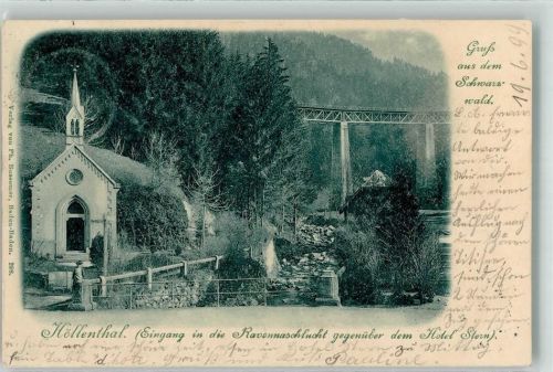 Höllsteig 1899 Höllental Ravennaschlucht Alte Ravennabrücke Kapelle