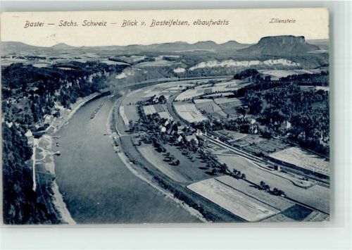 Bastei 1923 mit Elbe und Lilienstein Fotograf Hugo Engler No. 3625