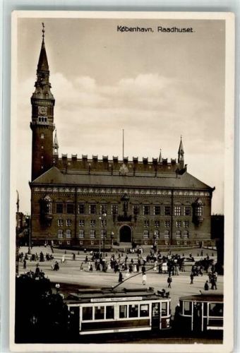 Kopenhagen 1936 Rathaus Straßenbahn