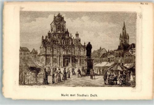 Delft sign. W. de Haan Markt Stadthaus