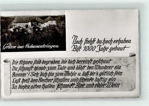 Hohenentringen 1952 Schloss Hohenentringen mit Heimatgedicht