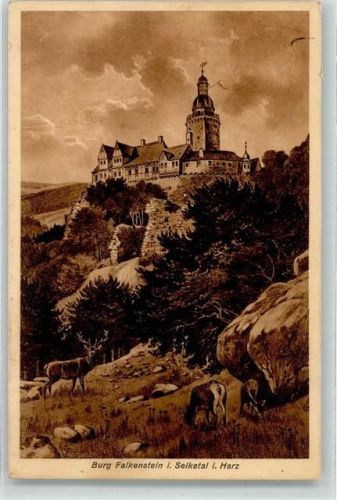 Burg Falkenstein 1930 Burg Falkenstein im Selketal Zeichnung