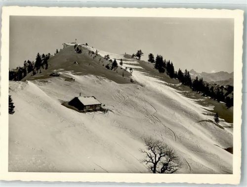 Oberstaufen Hochhäderich Gipfel Winter Schnee Hütte Ort handschriftlich Foto Original aus Archiv eines Ansichtskartenverlags