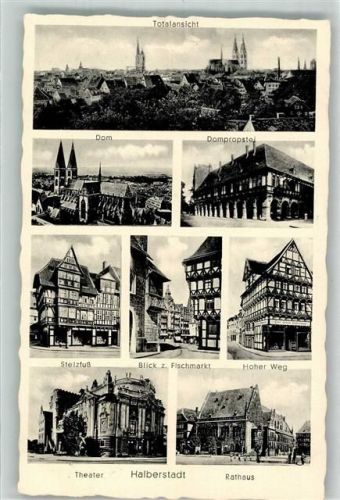 Halberstadt 1938 Dom Dompropstei Stelzfuß Fischmarkt Hoher Weg Theater Rathaus Verlag Lederbogen Nr. 181
