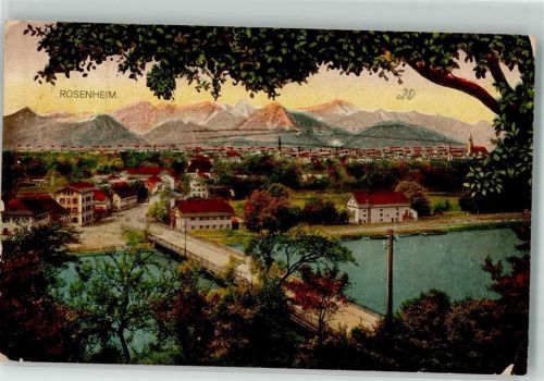 Rosenheim 1920 mit Innbrücke Verlag O.Z.M.