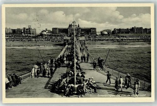 Scheveningen 1935 Vogelschau Pier Schwimmbad Strand