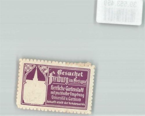 Freiburg Briefmarke Besuchet Freiburg Herrliche Gartenstadt Münster Lila Weiß