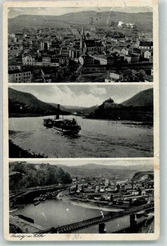 Usti nad Labem 1934 Dampfschiff Schreckenstein Elbbrücke Kirche Foto AK