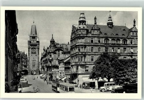 Freiburg Kaiser-Josefstr. Martinstor Straßenbahn Omnibus Litfaßsäule