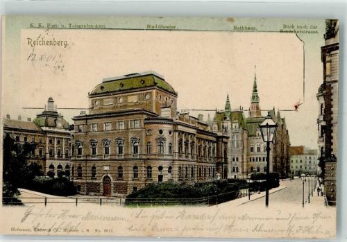 Liberec 1901 Postamt Theater Rathaus