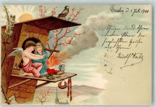 1900 Kind Ratte Vogel Kaffemühle Lithographie