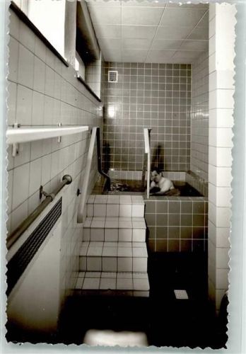 Sennestadt Kurheim Sauna Bad Mann Treppe Ort handschriftlich Foto Original aus Archiv eines Ansichtskartenverlags