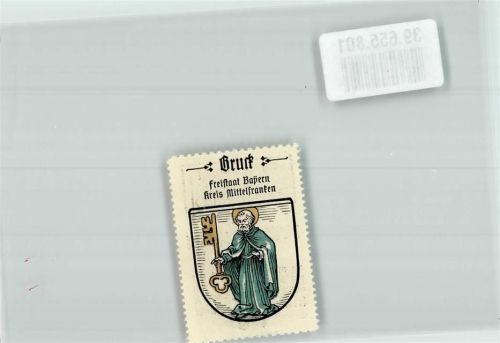 Bruck Vignette Freistaat Bayern Kreis MIttelfranken Wappen goldener Schlüssel blaues Gewand