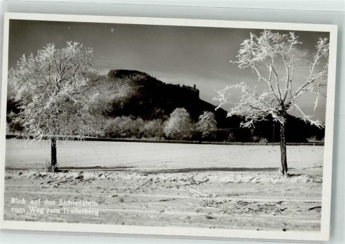 Lichtenstein Winter Blick vom Weg zum Traifelberg auf den Lichtenstein