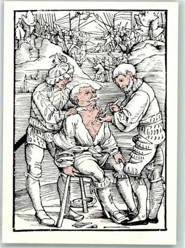 sign. von Gersdorff Entfernung eines Pfeiles Feldbuch der Wundartzney Medizinisches Postcarten Buch