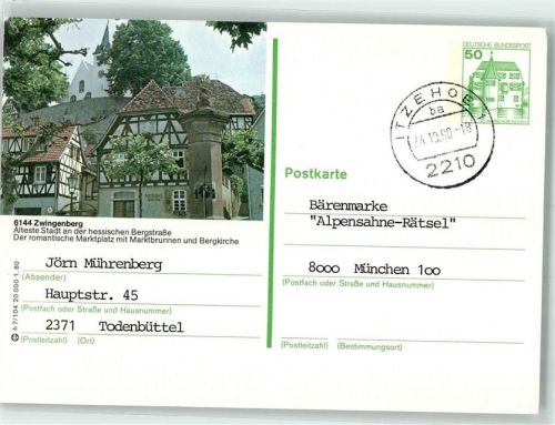 Zwingenberg Marktplatz Marktbrunnen Bergkirche