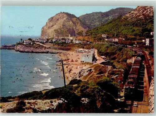 Barcelona Eisenbahn Schwimmbad Strand Ort lt. Stempel
