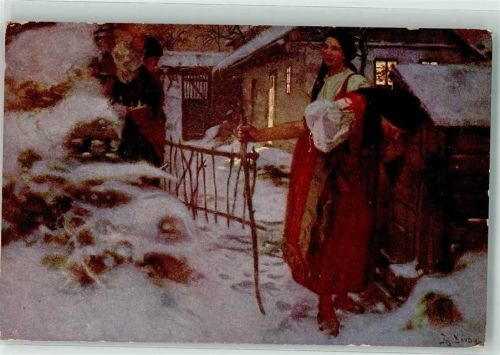 Tracht Winter Trachten Tschechien Künstlerkarte
