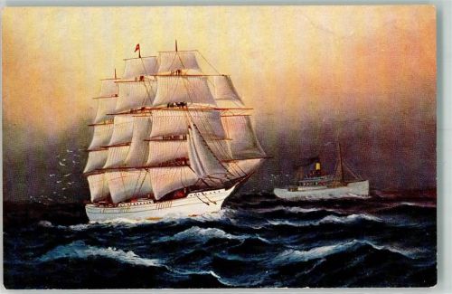 Vollschiff unter Leesegel in den Tropen Dampfer T.S.N. Serie 810