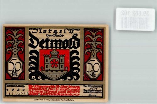 Detmold 1920 50 Pfg Gutschein Nr. 1159248