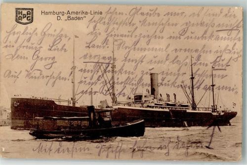 1925 Schlepper vor dem HAPAG Passagierdampfer Baden Verlag Worzedialeck