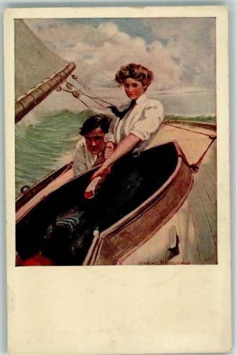 Segelboot segeln Frau sign. Underwood Clarence Nr.453