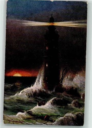 Plymouth 1918 Leuchtturm Eddystone sign. Prof. Jensen, A.