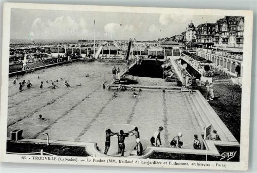 Trouville-sur-Mer 1940 Schwimmbad Foto AK Gaby