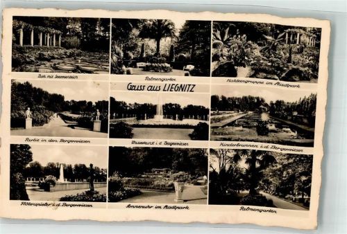 Liegnitz Denkmal Flötenspieler Stadtpark Foto AK