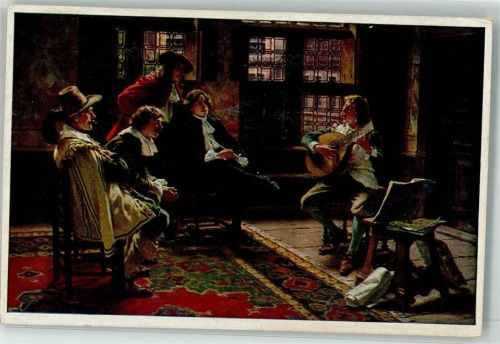 Hausmusik Lautenspieler sign. Schröder A. Galerie Münchner Meister Nr. 459