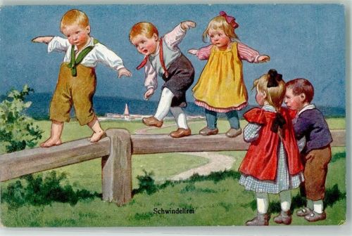 Serie 329/3 Kinderspiele Balancieren sign. Feiertag, Karl
