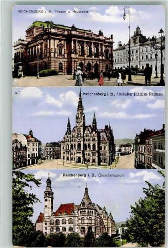 Liberec Postamt Theater Rathaus Gewerbemuseum