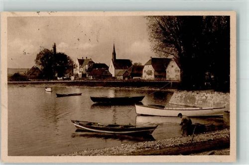 Unteruhldingen 1921 Hafen Fischerboote Kirche