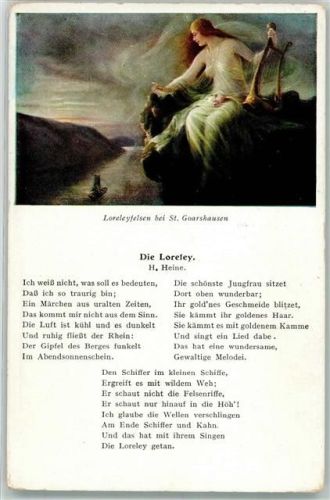St. Goarshausen Loreleyfelsen v. H. Heine Rheinlieder Nr. 8. F.