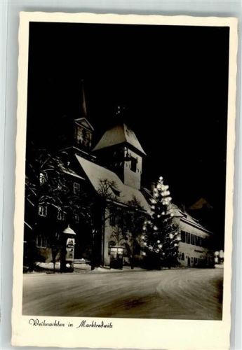 Marktredwitz Winter Litfaßsäule Weihnachtsbaum bei Nacht