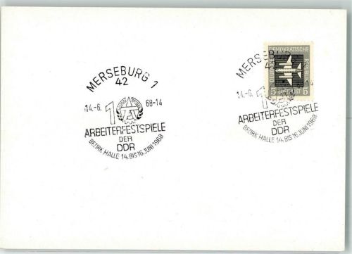 Merseburg 10. Arbeiterfestspiele der DDR 1968 Sonderstempel