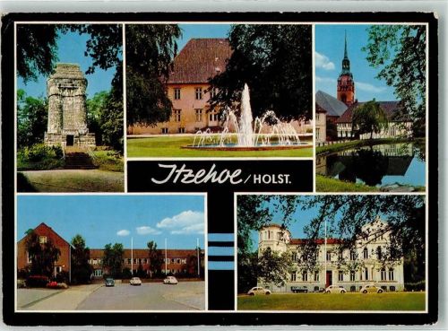 Itzehoe 1968 Denkmal Bismarcksäule Prinzeßhof Kirche St. Laiúrentius Justizgebäude