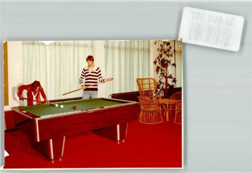 Roth Rhön Park Hotel Billard Frau Mann Ort handschriftlich Foto Original aus Archiv eines Ansichtskartenverlags