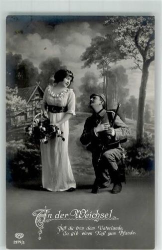 1915 Frau Soldat Paar Rosen Spruch An der Weichsel EAS Nr.2279-5