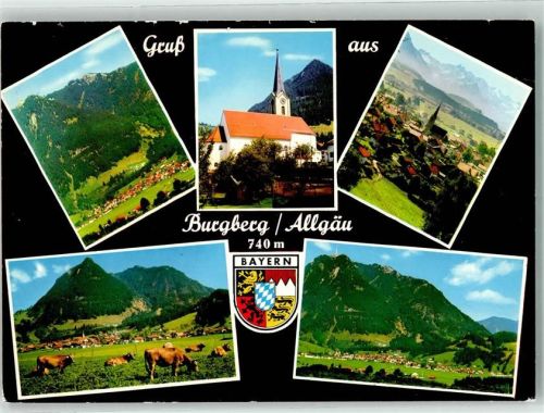 Burgberg 740 m Wappen Kirche Kühe