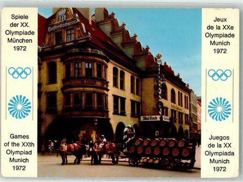 München Spiele der XX. Olympiade 1972 Mai Bock Fässer Buer Maibaum Hofbräuhaus