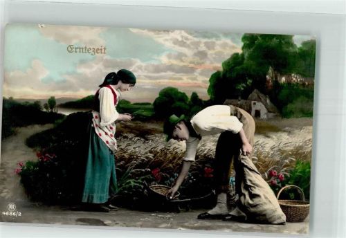 Erntezeit Frau Mann Korb Rotophot 4686/2